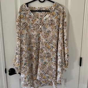 Maurices Size 3 - Floral Mustard Work Wear Blouse